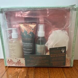 Tuscan Hills 7pc Bath Collection Spirmint & Argan Oil Missing Back Brush New